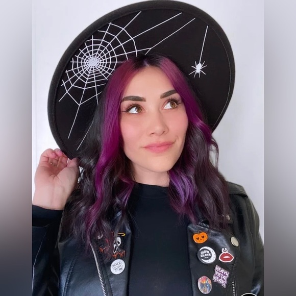 New Wide bring spiderweb Halloween spooky hat main image 4